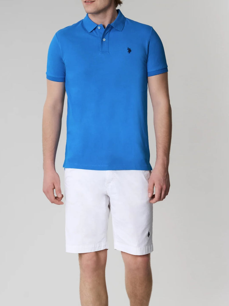 Polo manica corta KING in cotone nido d'ape Blu Royal