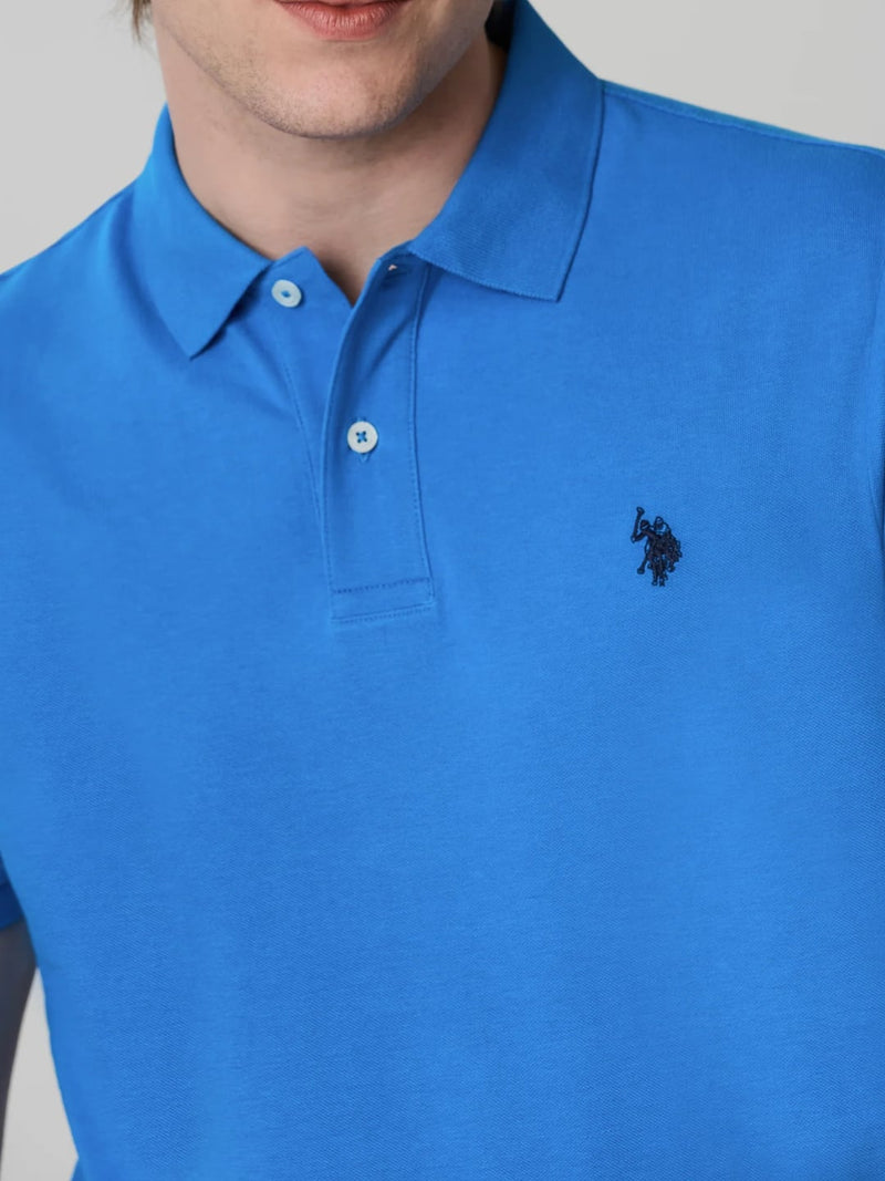 Polo manica corta KING in cotone nido d'ape Blu Royal