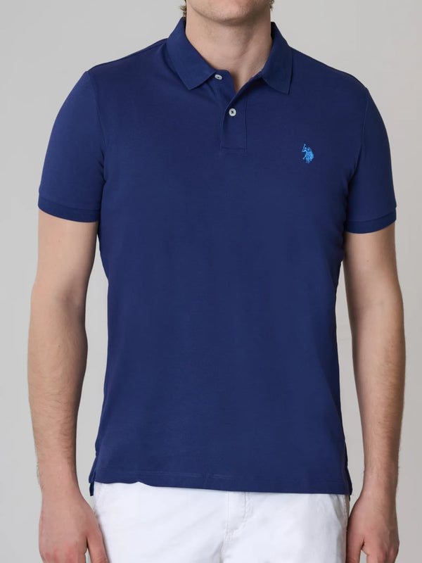 Polo manica corta KING in cotone nido d'ape Blu