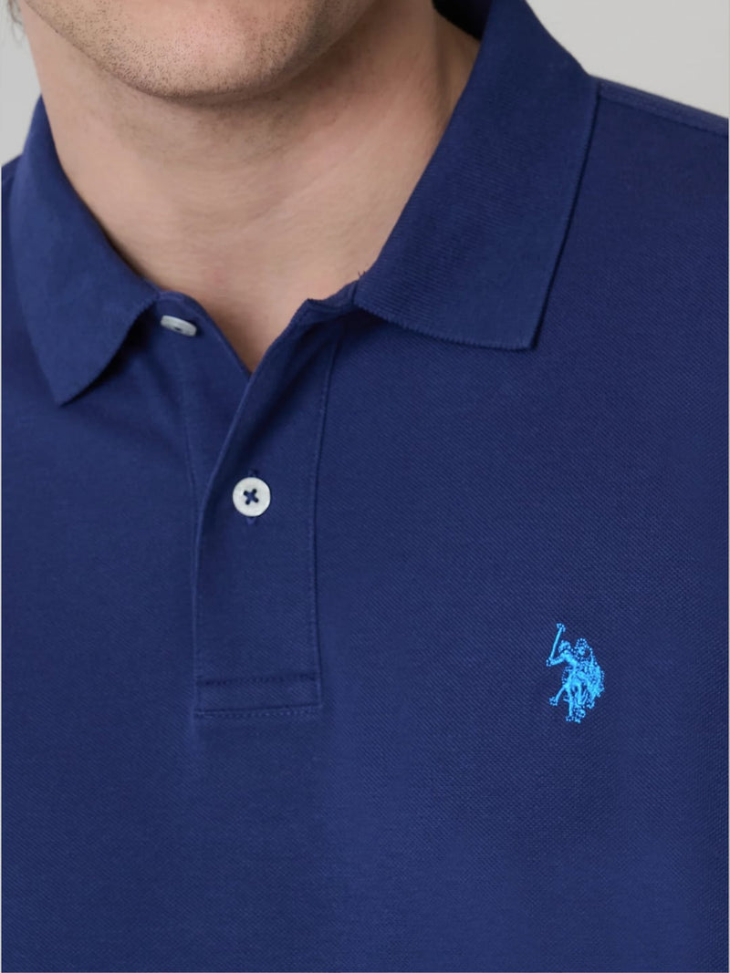 Polo manica corta KING in cotone nido d'ape Blu