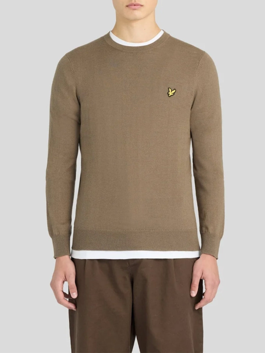 Lyle & Scott Pullover cotone merinos Uomo Khaki Ash