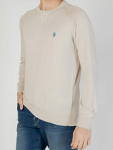 Maglia girocollo Modello Lin in cotone over dyed con logo  Sand