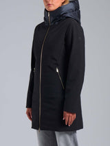 Giubbino Lungo con Cappuccio in Softshell Nero Mire 2.2