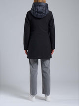 Giubbino Lungo con Cappuccio in Softshell Nero Mire 2.2