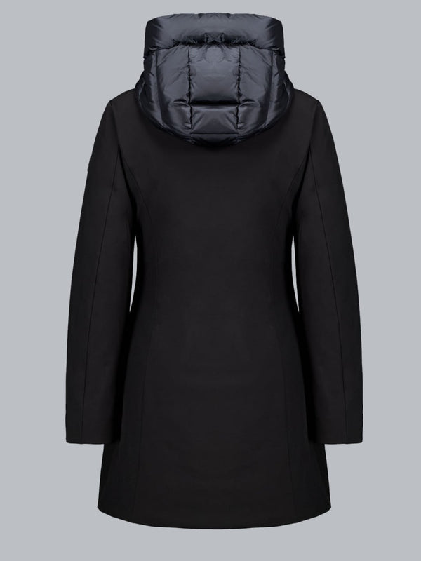 Giubbino Lungo con Cappuccio in Softshell Nero Mire 2.2