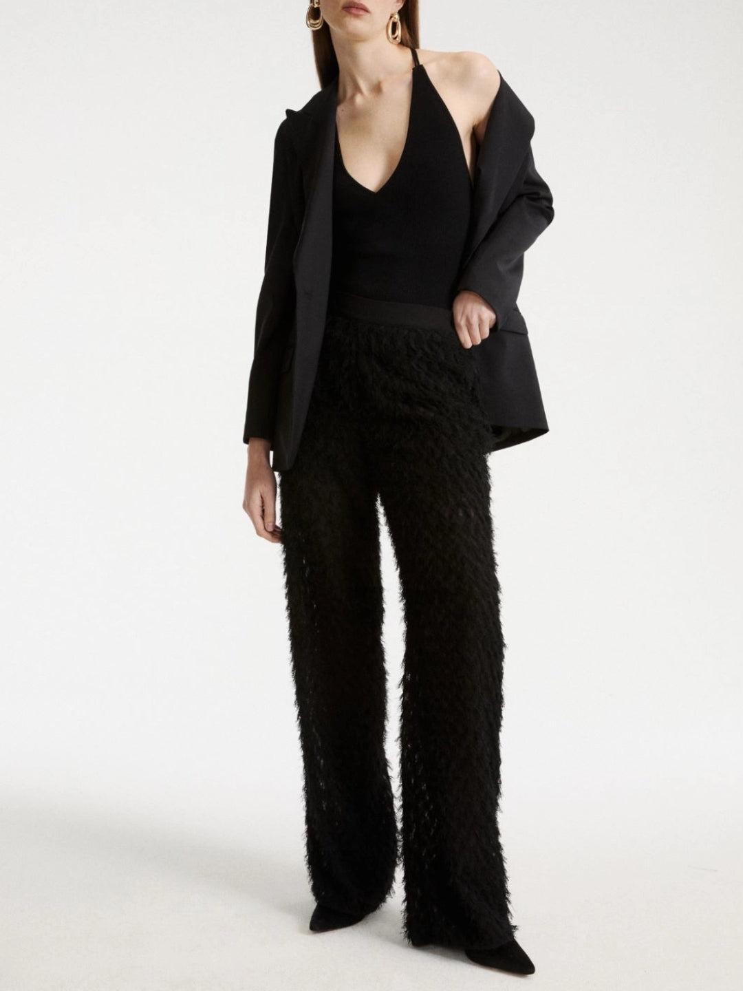 MARELLA Pantalone ampio in fil coupé Nero