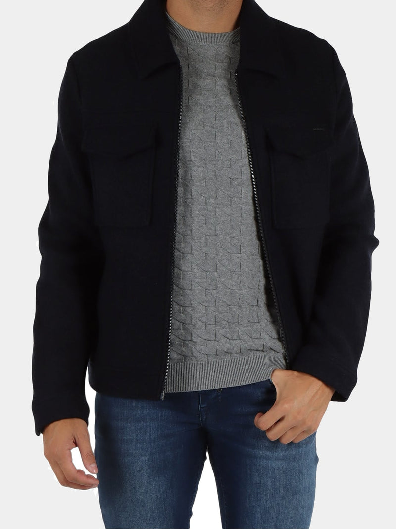 Antony Morato Cappotto Corto Regular Fit In Misto Lana Blu