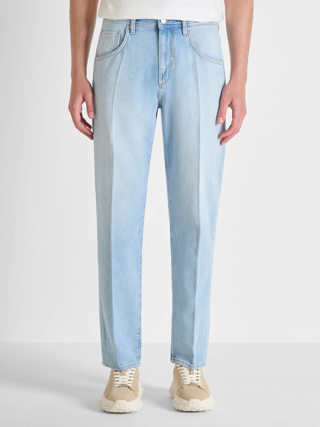 Antony Morato Jeans Relaxed Fit "Ben" In Denim Con Logo Ricamato Blu Denim