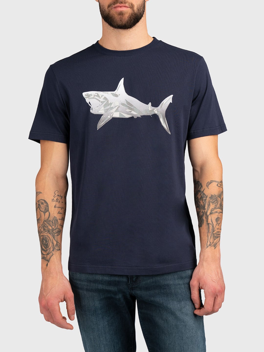 Antony Morato T-Shirt Regular fit girocollo in cotone con Stampa Blu Avio