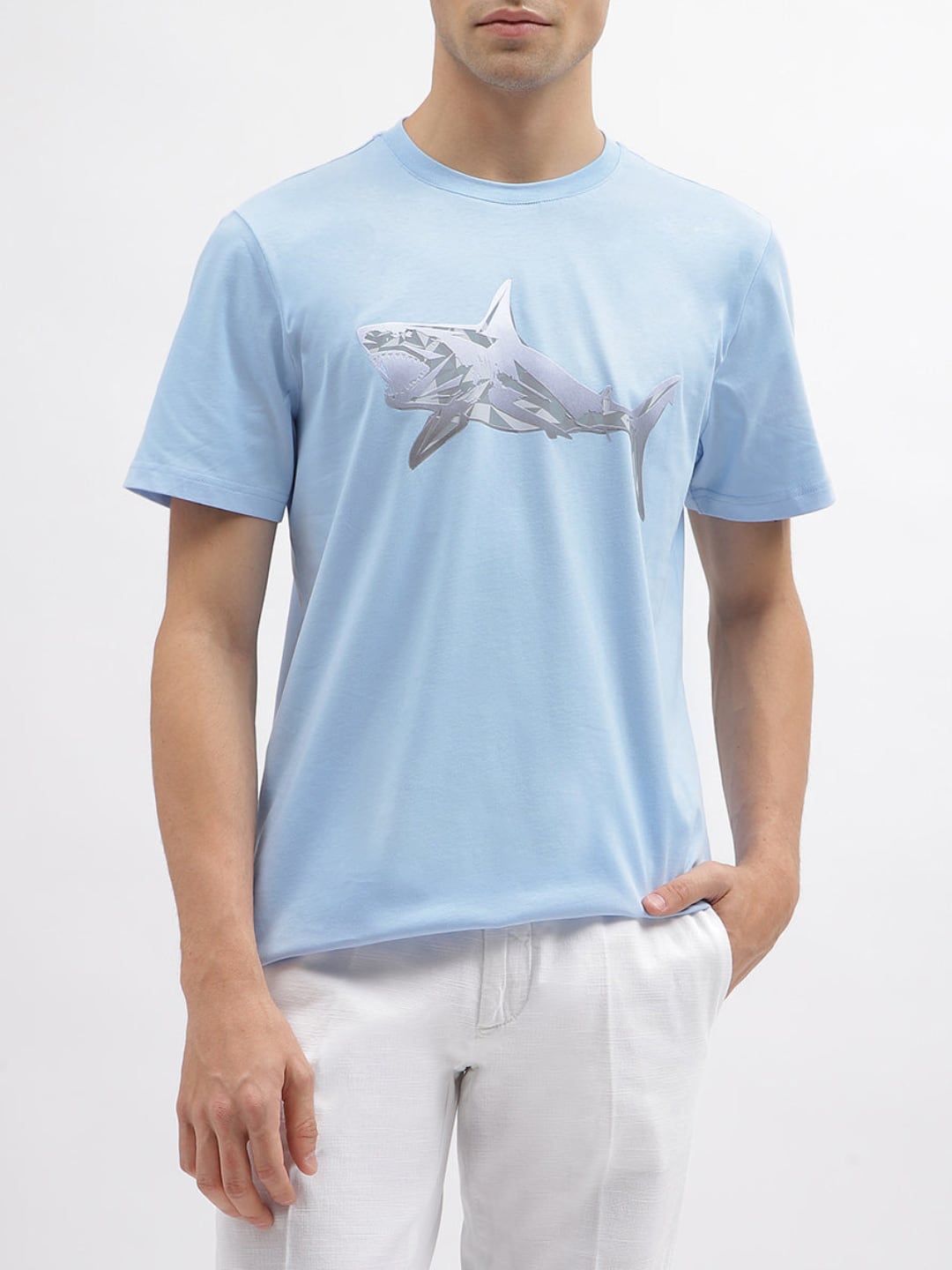 Antony Morato T-Shirt Regular fit girocollo in cotone con Stampa Azzurro