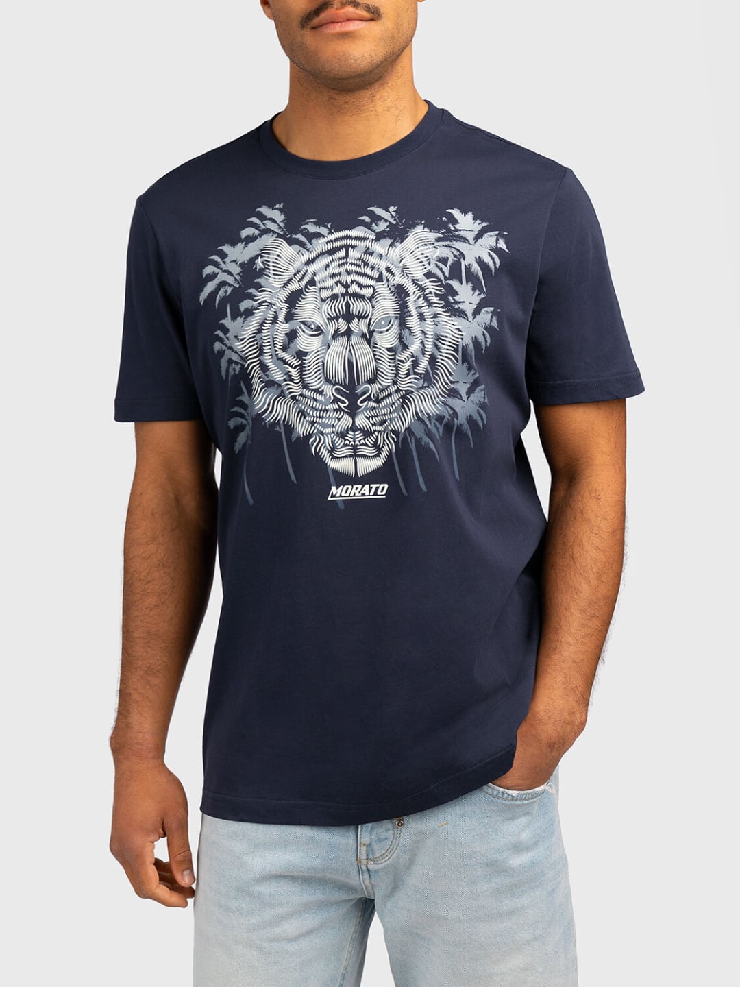 Antony Morato T-Shirt Regular fit in cotone con Stampa Blu Avio