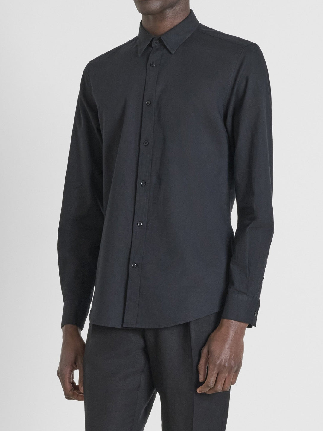 Antony Morato Camicia "ALICANTE" Slim Fit In Cotone misto Lino Nero