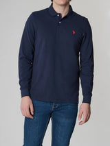 Polo manica lunga MUST in cotone nido d'ape Blu Navy