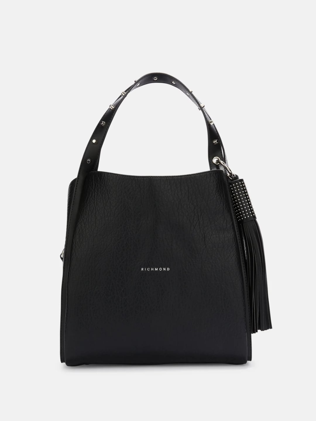 Richmond Borsa a mano con borchie e nappina Nero