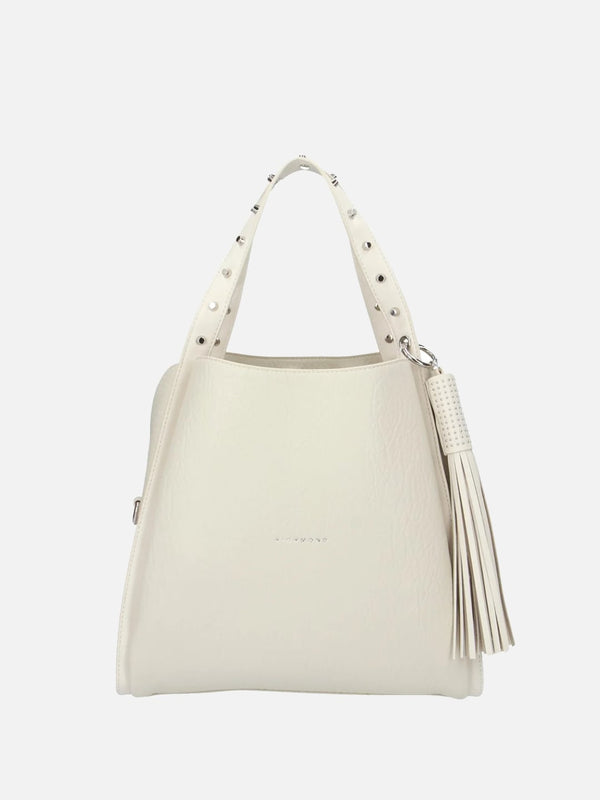 Richmond Borsa a mano con borchie e nappina Bianco