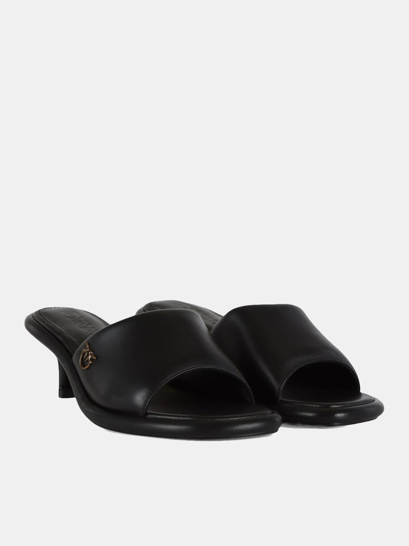 Pinko Sandali In Pelle Tara 01 Con Lacca Logo Nero