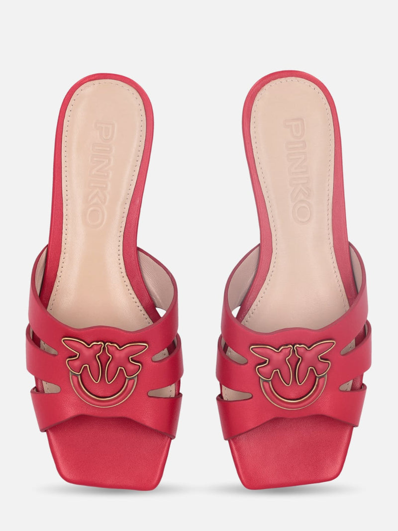 Pinko Ciabattine in nappa MARLI 09 con logo uccellini Rosso