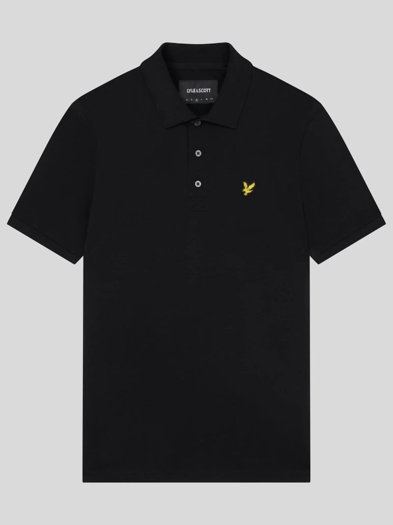 Lyle & Scott Polo Maniche Corte con Ricamo Logo Nero Jet Black