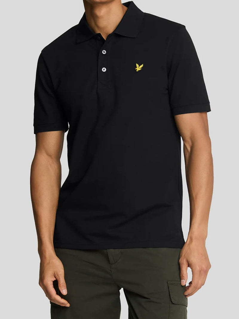 Lyle & Scott Polo Maniche Corte con Ricamo Logo Nero Jet Black