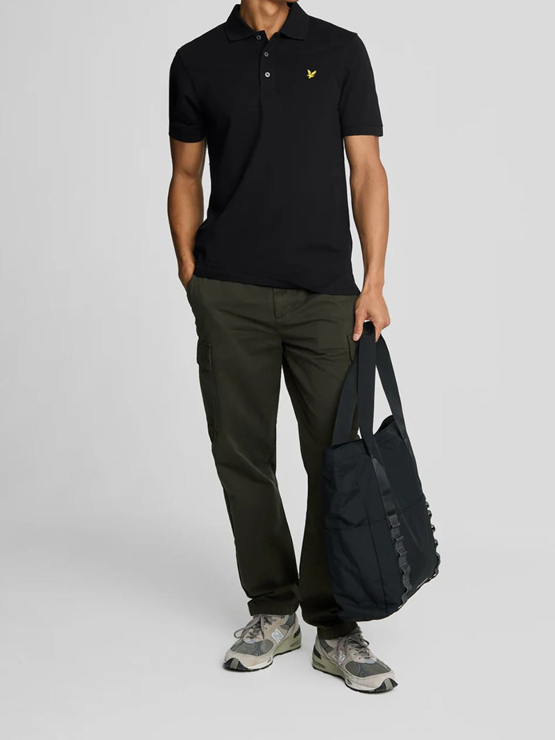 Lyle & Scott Polo Maniche Corte con Ricamo Logo Nero Jet Black