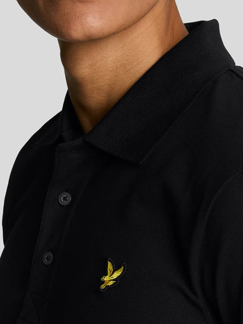 Lyle & Scott Polo Maniche Corte con Ricamo Logo Nero Jet Black