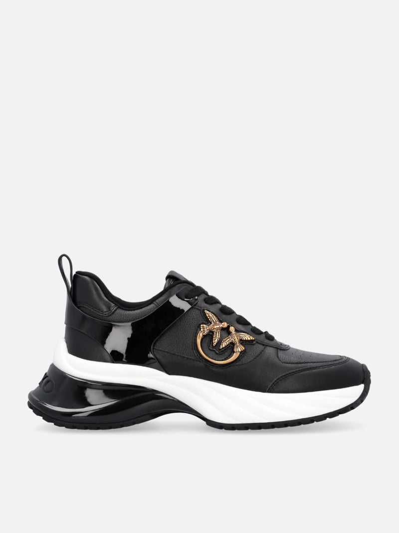 Pinko Sneakers Ariel 2 effetto pelle con dettagli specchio Nero