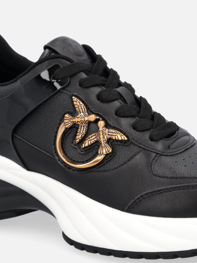 Pinko Sneakers Ariel 2 effetto pelle con dettagli specchio Nero