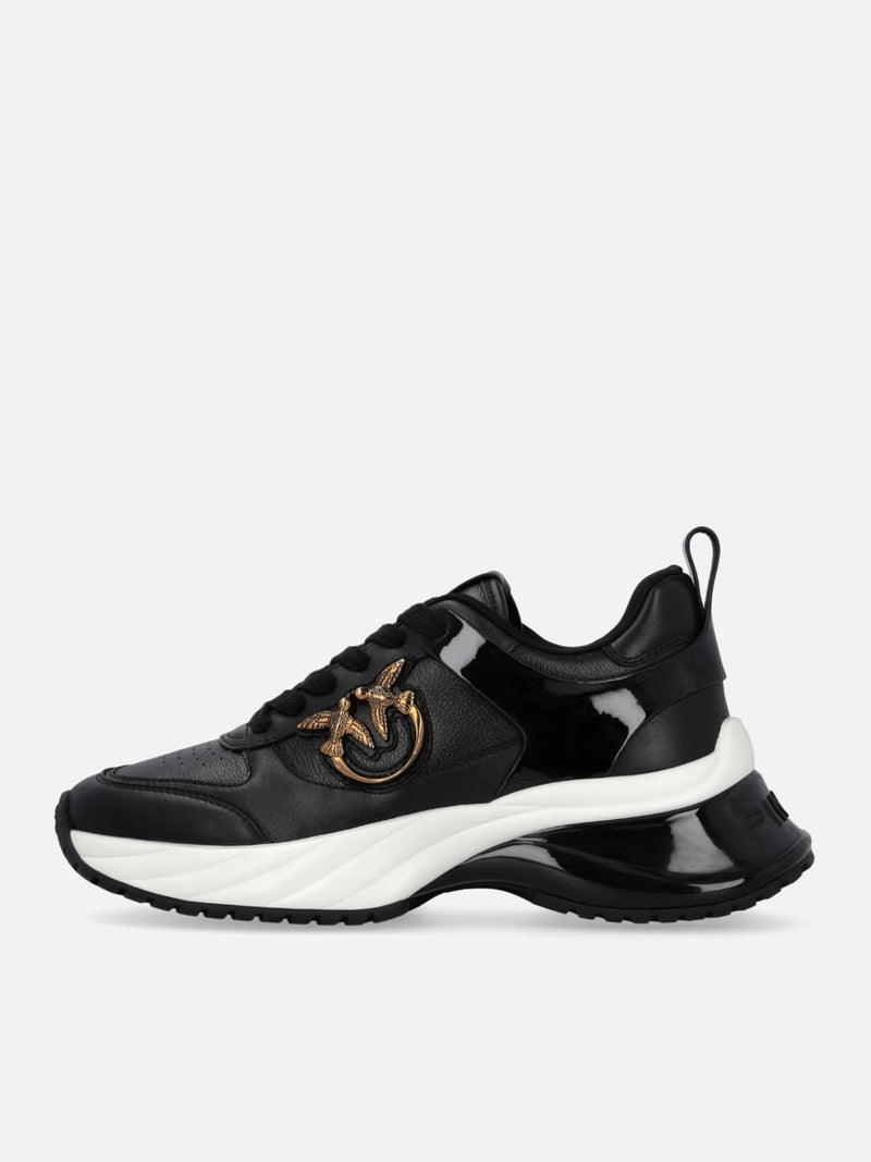Pinko Sneakers Ariel 2 effetto pelle con dettagli specchio Nero