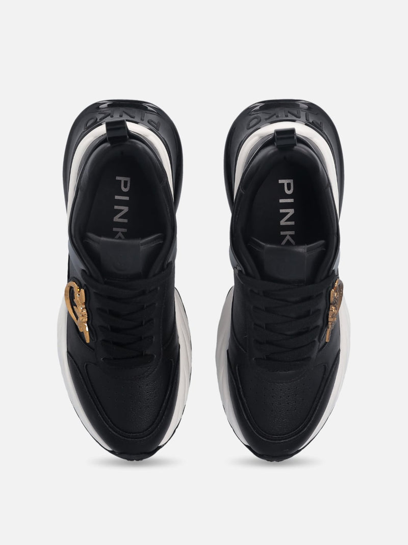Pinko Sneakers Ariel 2 effetto pelle con dettagli specchio Nero