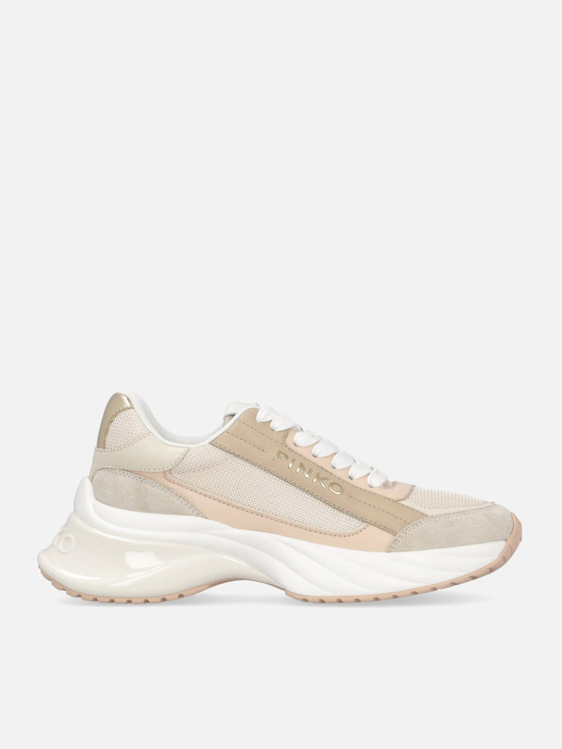 Pinko Sneakers Ariel 07 con logo e dettagli in pelle e suede Nude White