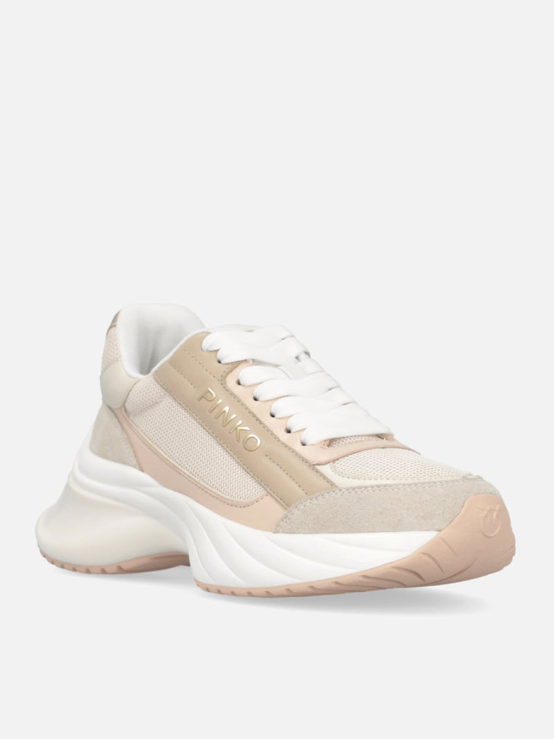 Pinko Sneakers Ariel 07 con logo e dettagli in pelle e suede Nude White