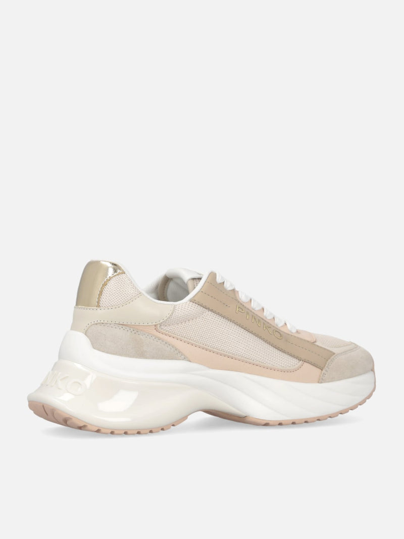 Pinko Sneakers Ariel 07 con logo e dettagli in pelle e suede Nude White