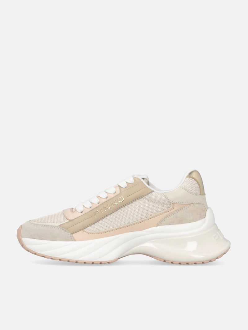Pinko Sneakers Ariel 07 con logo e dettagli in pelle e suede Nude White