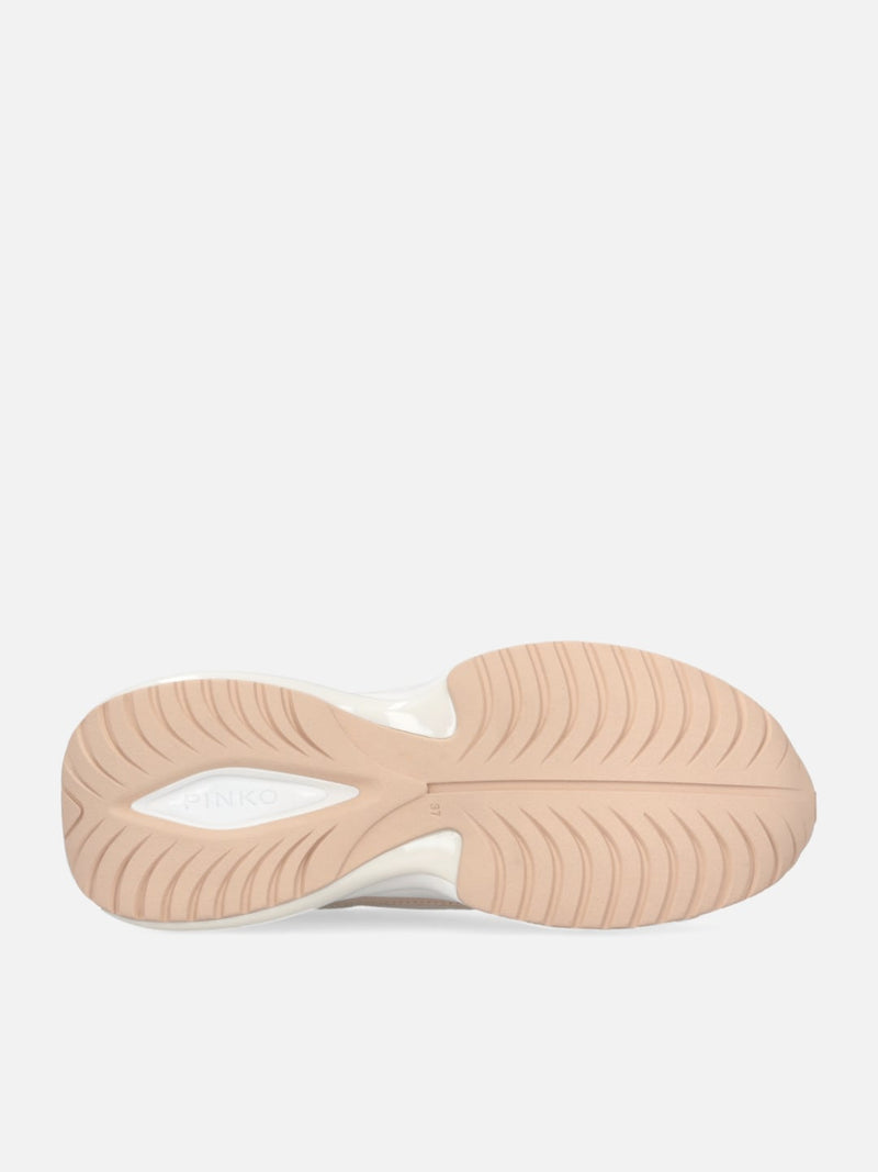 Pinko Sneakers Ariel 07 con logo e dettagli in pelle e suede Nude White