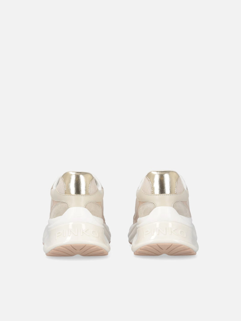 Pinko Sneakers Ariel 07 con logo e dettagli in pelle e suede Nude White