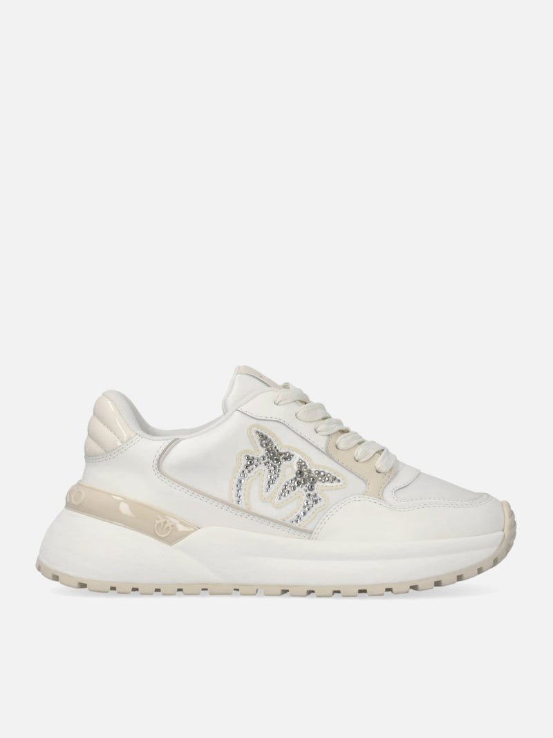 Pinko Scarpe da ginnastica chunky GEM 07 con satin e strass Yogurt