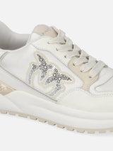 Pinko Scarpe da ginnastica chunky GEM 07 con satin e strass Yogurt