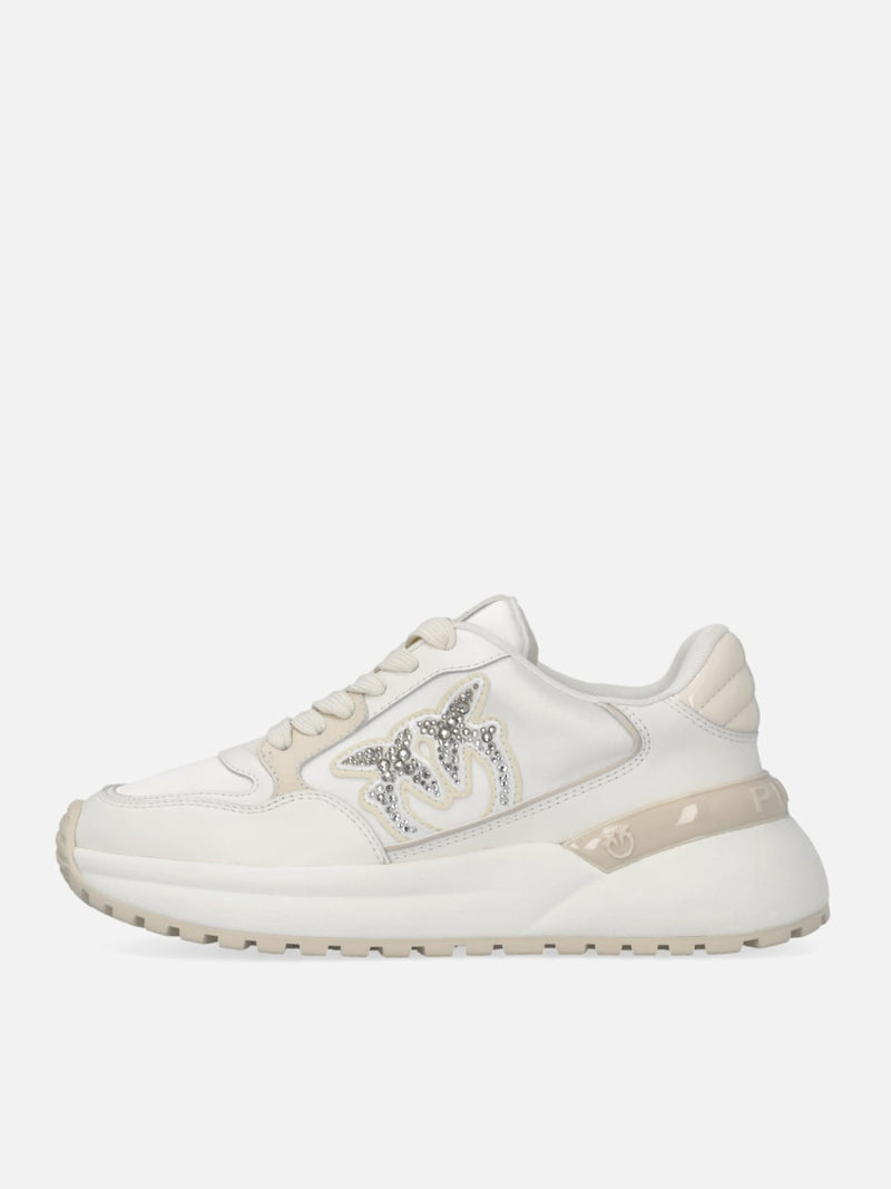 Pinko Scarpe da ginnastica chunky GEM 07 con satin e strass Yogurt