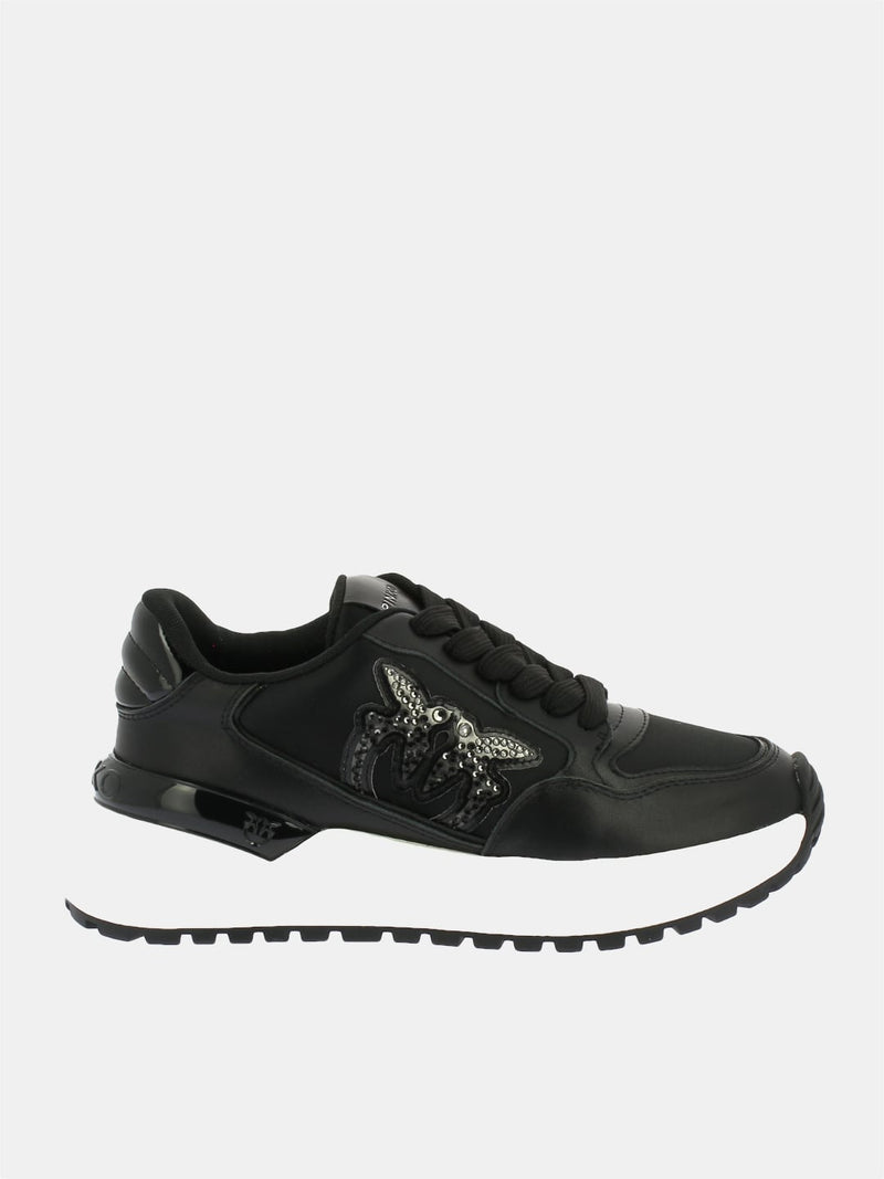 Pinko Scarpe da ginnastica chunky GEM 07 con satin e strass Nero