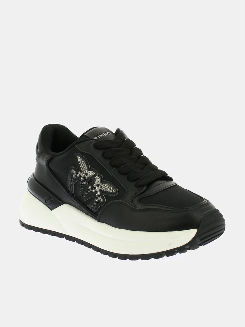 Pinko Scarpe da ginnastica chunky GEM 07 con satin e strass Nero