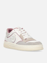 Pinko Sneakers flat in pelle MANDY 08 con logo ricamato Bianco Rosa