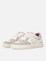 Pinko Sneakers flat in pelle MANDY 08 con logo ricamato Bianco Rosa