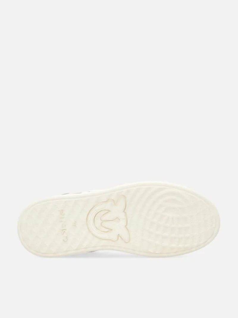 Pinko Sneakers flat in pelle MANDY 08 con logo ricamato Bianco Rosa