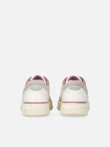 Pinko Sneakers flat in pelle MANDY 08 con logo ricamato Bianco Rosa