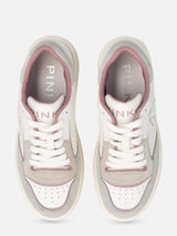 Pinko Sneakers flat in pelle MANDY 08 con logo ricamato Bianco Rosa
