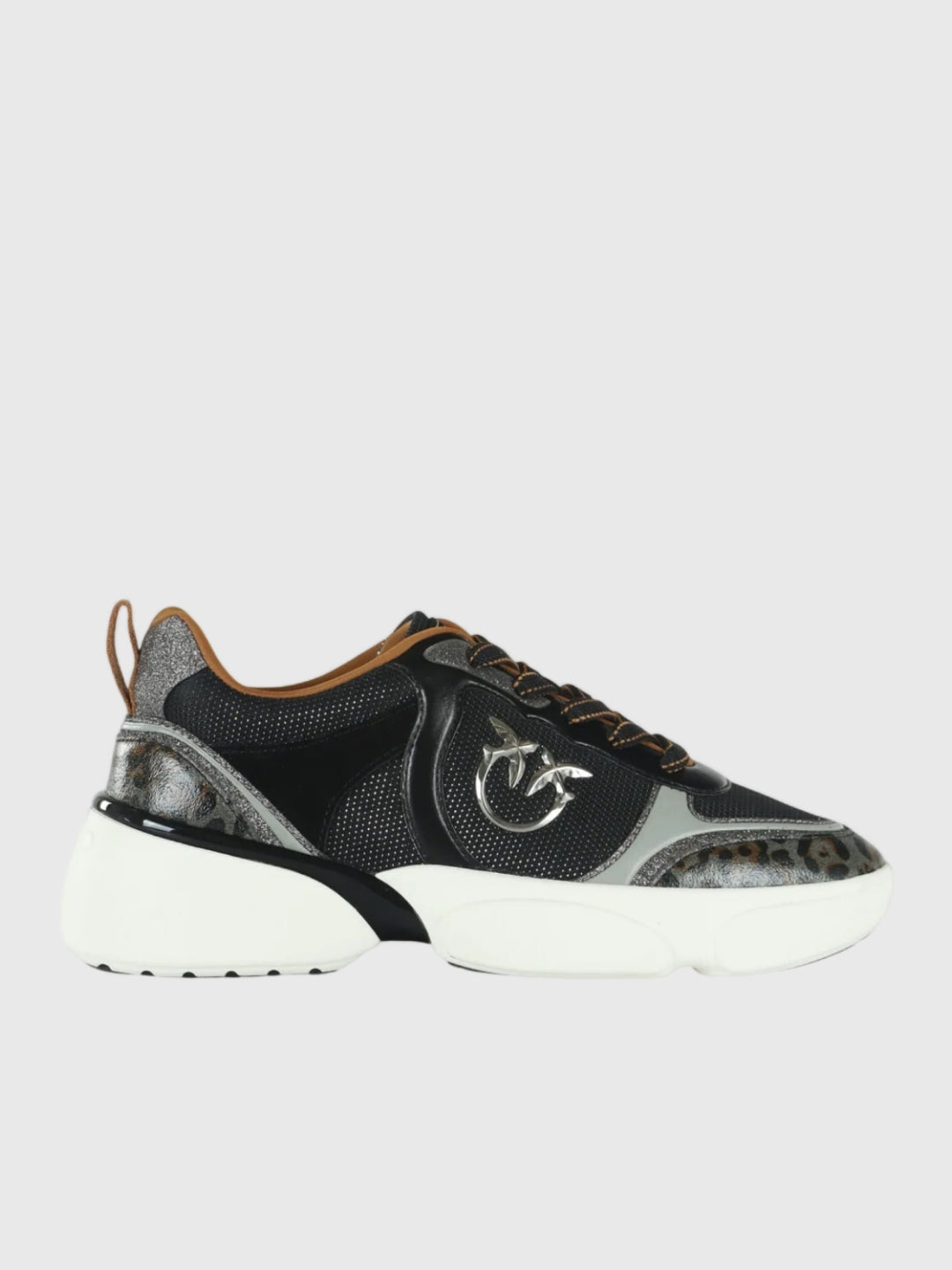 Pinko Sneakers Alba 03 in Tessuto e Pelle con Glitter Nero
