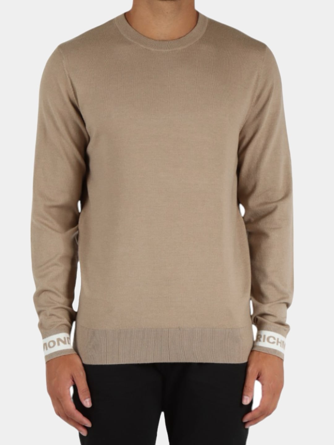 Richmond X Maglia Girocollo In Misto Viscosa Polsini a Contrasto Chinchilla