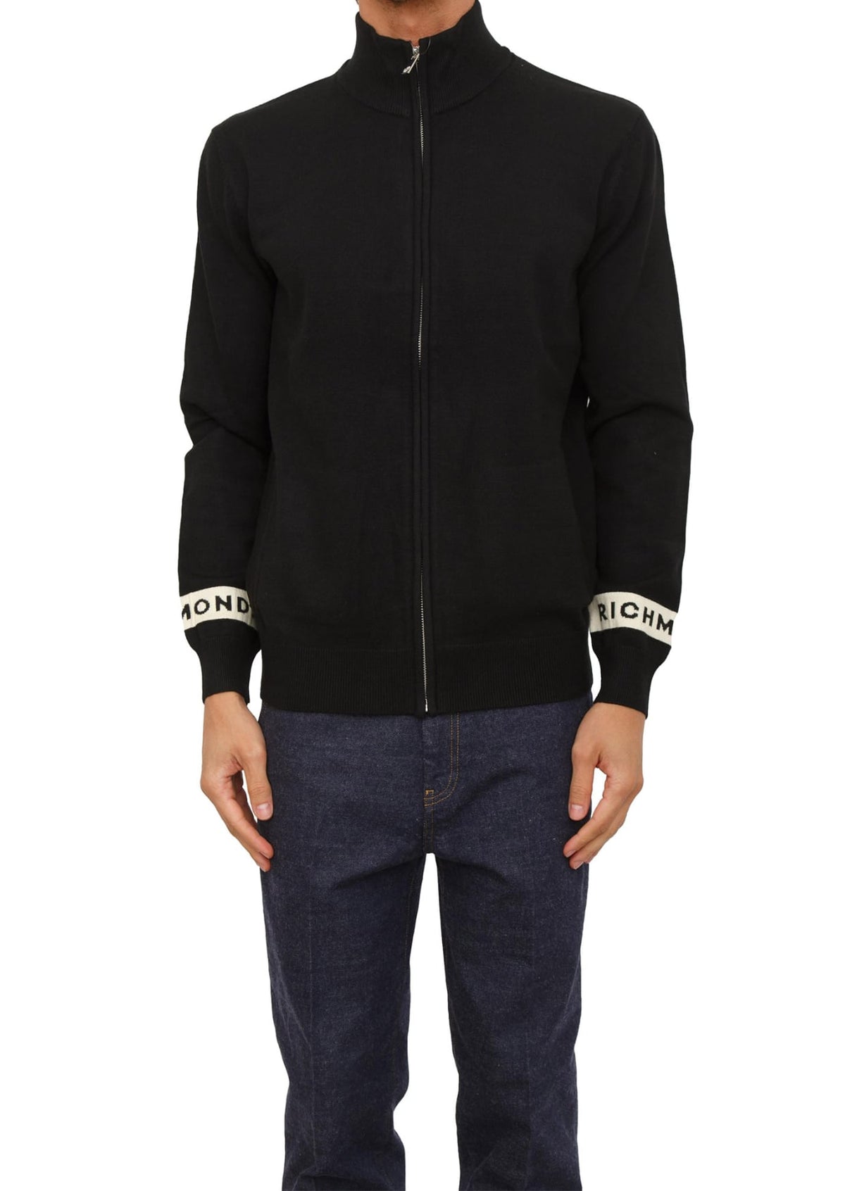 Richmond X Cardigan zip uomo in misto viscosa Nero