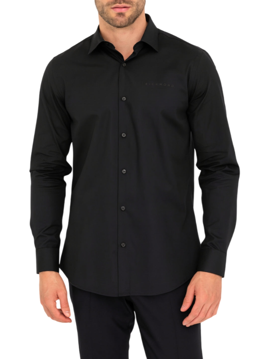 Richmond Camicia in Cotone con Logo Ricamato Nero