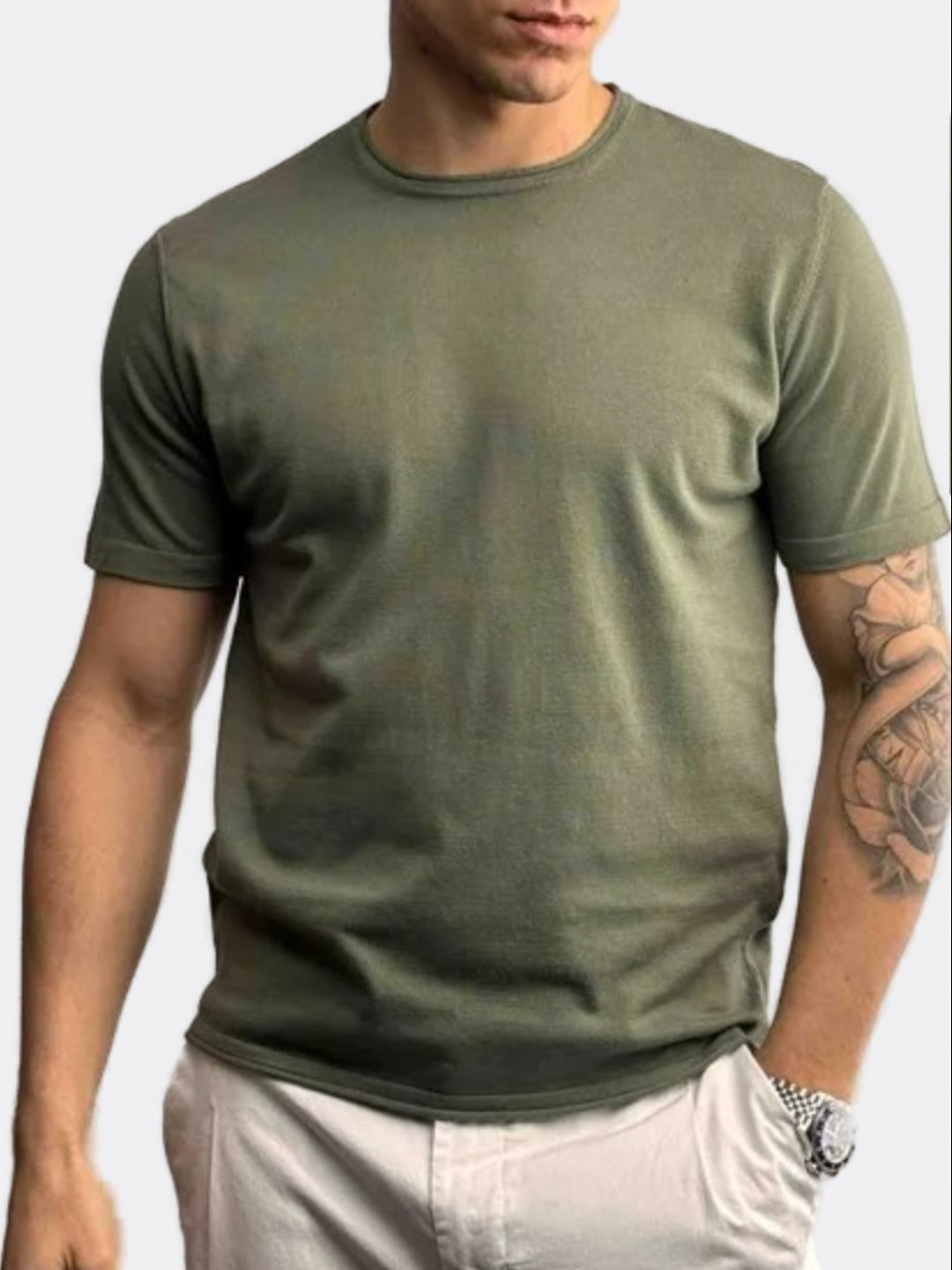 WOOL&CO T-shirt in filo cotone pettinato Verde